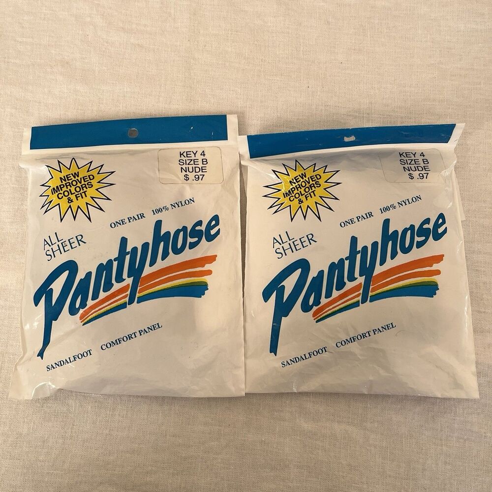 Kmart All Sheer Vintage Pantyhose Nude Size B 100% Nylon Sandalfoot Lot Of 2